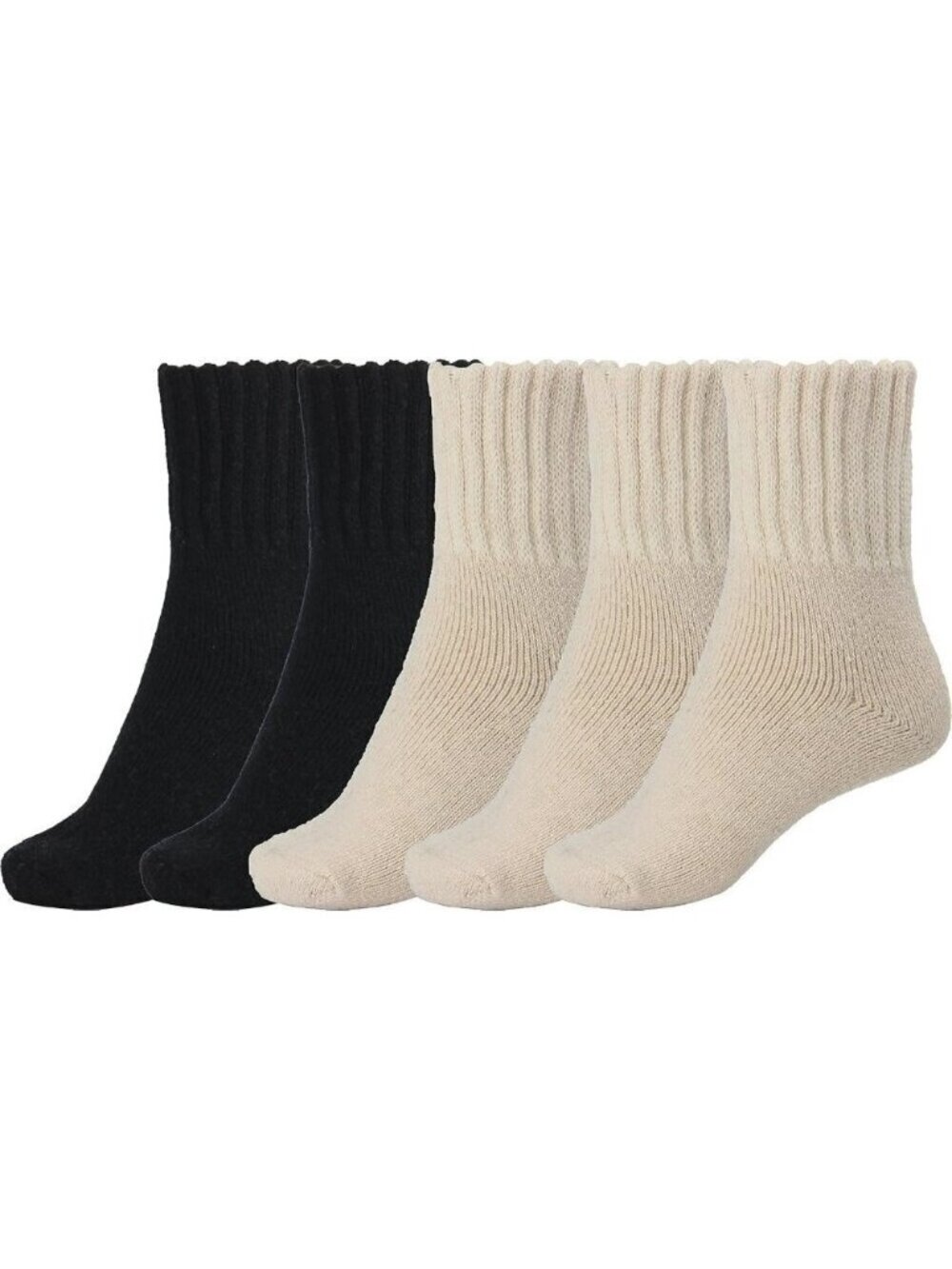 BenSorts Women 5 Packs Black Beige Polyester Winter Thick Warm Boots Socks